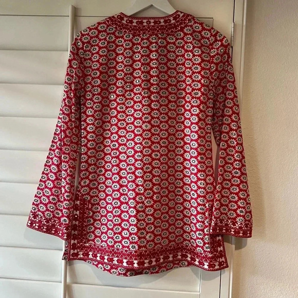 TORY BURCH EUC Jayne Mod Flower Print Sequin Tunic Top - Picture 9 of 11